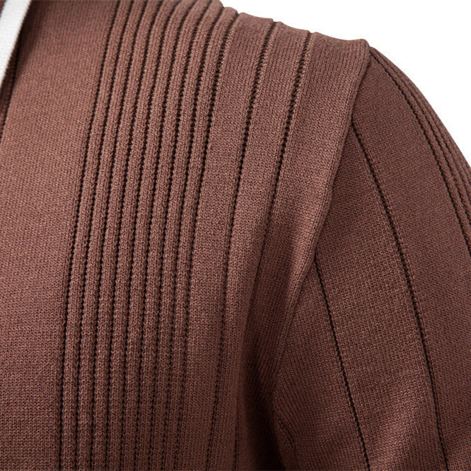 Men's Lapel Zipper Knitted Sweater