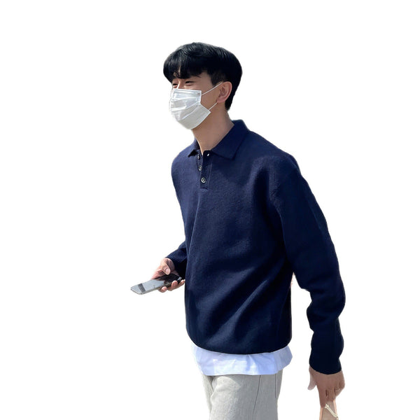 Men's Autumn And Winter Long Sleeve Lapel Knitwear
