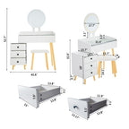 Dressing Table With LED Lights Glass Top Dressing Table With Extendable Side Table 5 Drawers Dressing Table With Mirror And Stool For Bedroom