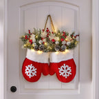 Christmas Garland Creative Glove Shaped Simulated Flower Wreath Window Door Gate Decoration Door Sign Xmas Party Decoration