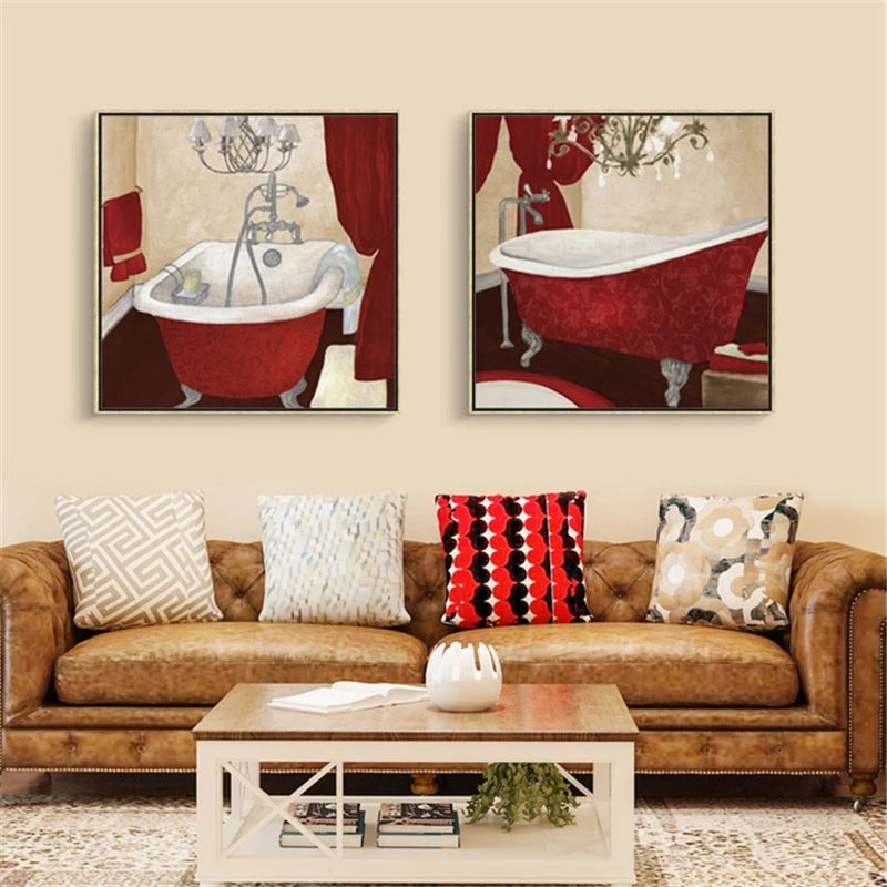 Modern Retro Bathroom Canvas Painting Mural Poster Wall