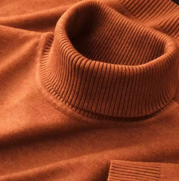 Fleece-lined Thick Soft Warm One Mock Neck Sweater