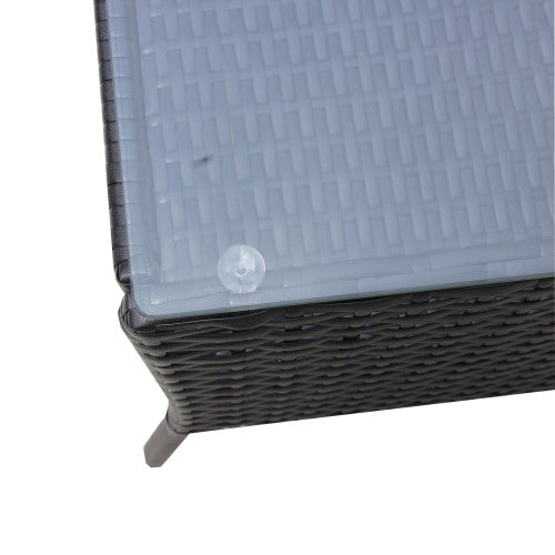 4 PC Rattan Patio Furniture Set Outdoor Patio Cushioned Seat Wicker Sofa Green Cushion