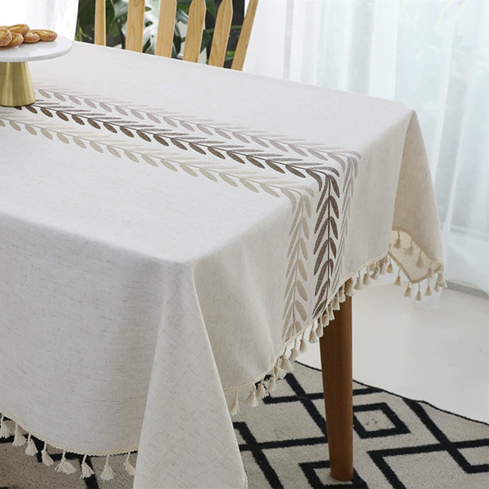 Cotton Linen Rectangular Tablecloth With Tassel Square Table Cloth  Dust-Proof Table Cover For Room Decor Restaurant Kitchen Dinning Room Table Cover