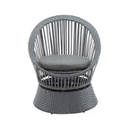 26.7 Modern Gray Wicker Lounge Chair With Rattan And Iron Frame, Featuring A Stylish Round Design, Perfect For Living Room, Patio, Or Balcony Relaxation