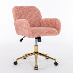 A&A Furniture Artificial Rabbit Hair Office Chair With Gold Base, Adjustable