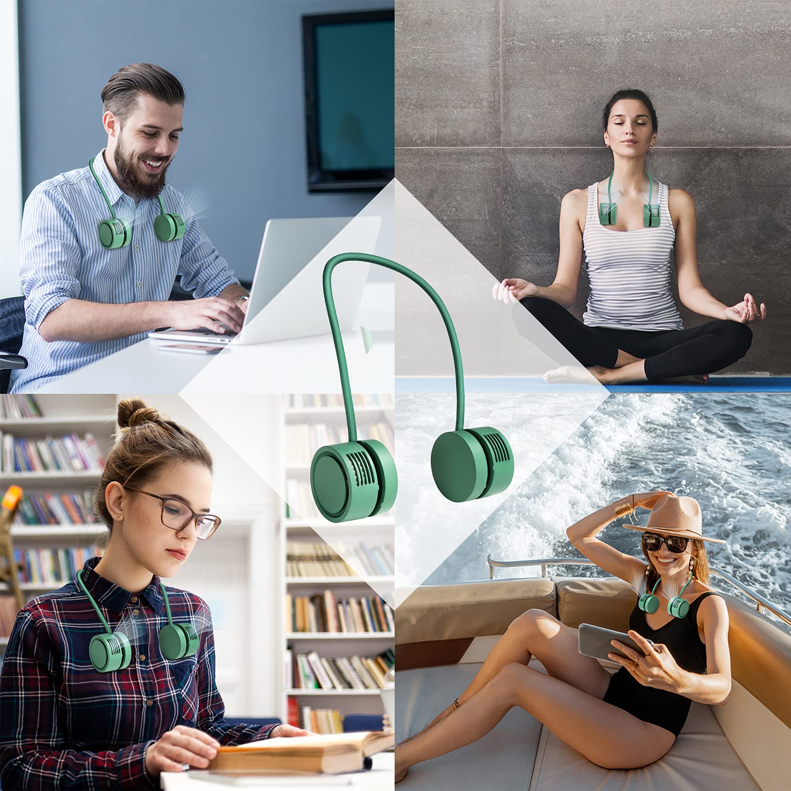 Hanging Neck Fan Leaf Less Small Fan USB Portable Storage Lazy Aromatherapy Neck Hanging Neck Electric Fan