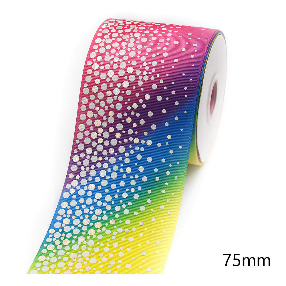 75mm Luminous Threaded Braid Hair Bow Ingredients Solid Color Rainbow Bronzing Fluorescent Ribbon