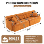 LY-029 ORANGE COMPRESSION SOFA 4-seater Combined Sofa, Wood Grain Chenille Fabric, Full Sponge Compression Sofa,combined Sofa With 2 Pillows For Living  Home Furniture  Apartment