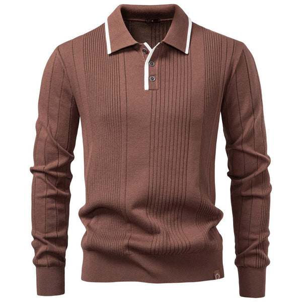 Men's Lapel Zipper Knitted Sweater