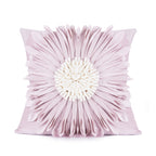 Fashion Modern Style White Throw Pillows Velvet Stitching 3D Chrysanthemum Cushion Waist Pillow Blue Cushion Case