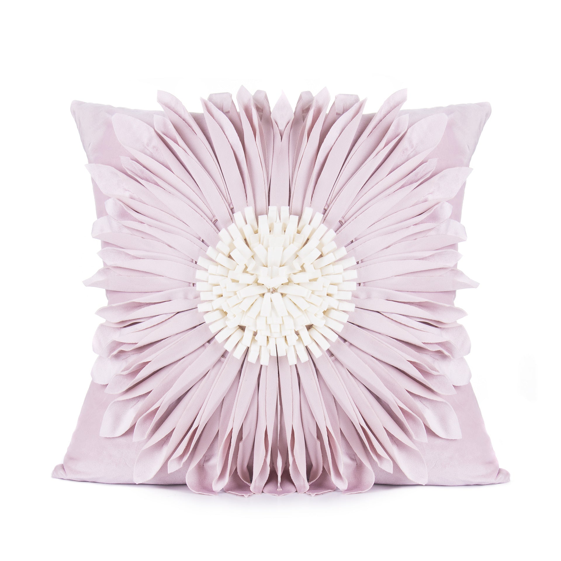 Fashion Modern Style White Throw Pillows Velvet Stitching 3D Chrysanthemum Cushion Waist Pillow Blue Cushion Case