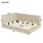 Full-size Upholstered Sofa Bed, Sofa Bed Frame - Beige, Velvet