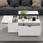 Lift Up Coffee Table, Coffee Table With Drawer, Wooden Tea Tables Sofa End Tables For Living Room Furniture , White