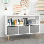 Fiberboard Children's Bookshelf With Foldable Fabric Drawers