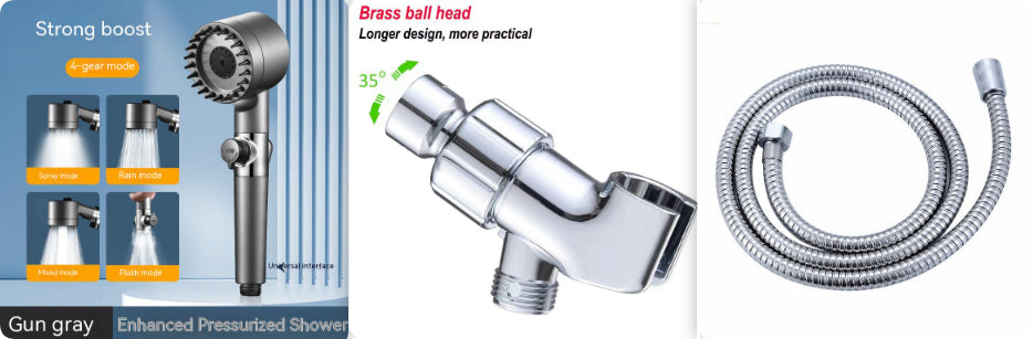 The Third Gear Adjustable Strong Supercharged Shower Head Household Bath Shower Hose Shower Head