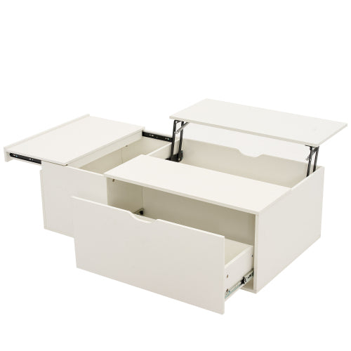 Lift Up Coffee Table, Coffee Table With Drawer, Wooden Tea Tables Sofa End Tables For Living Room Furniture , White