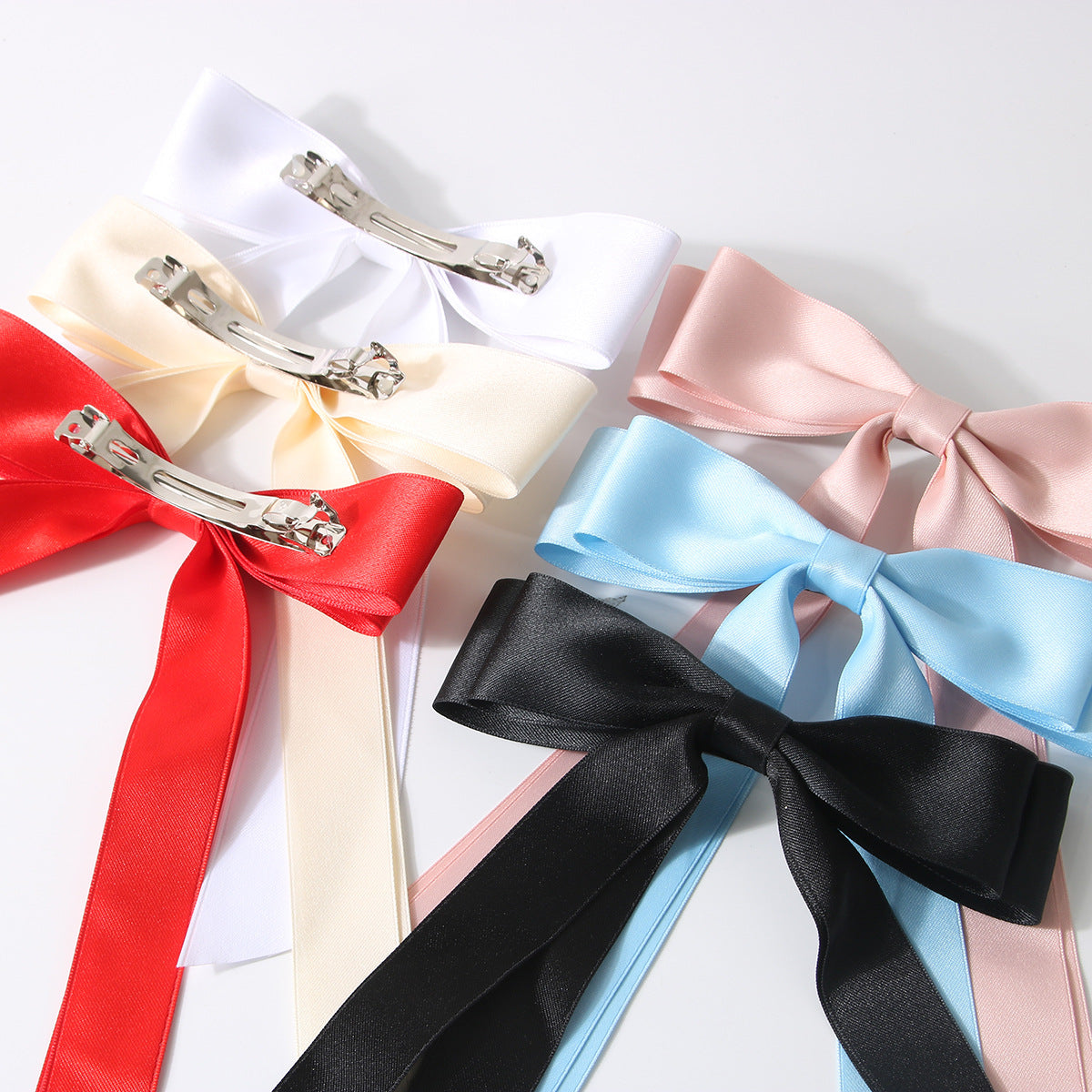 Bow Spring Clip Hairpin Sweet Double Large Ribbon Hairpin Long Ribbon Hair Accessories