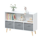 Fiberboard Children's Bookshelf With Foldable Fabric Drawers