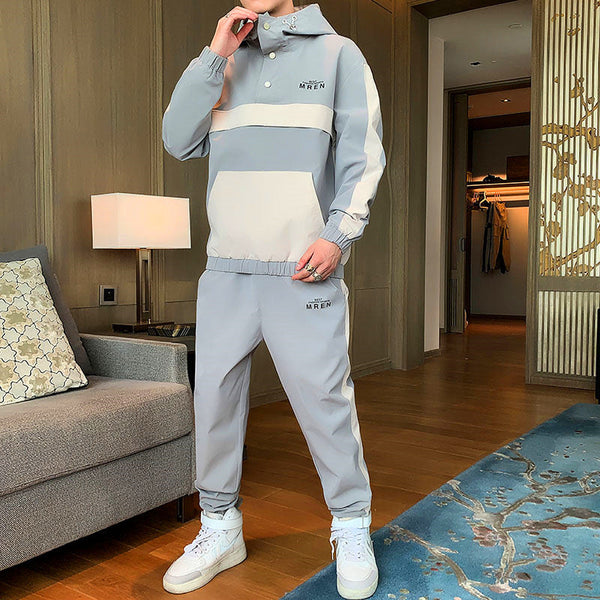 Two Piece jumpSuit Men Hooded Jacket