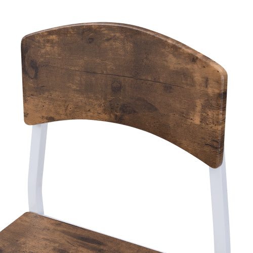 TOPMAX Farmhouse 5-piece Counter Height Drop Leaf Dining Table Set With Dining Chairs For 4,White Frame Rustic Brown Tabletop