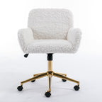 A&A Furniture Rabbit Hair Office Chair With Golden Base, Adjustable