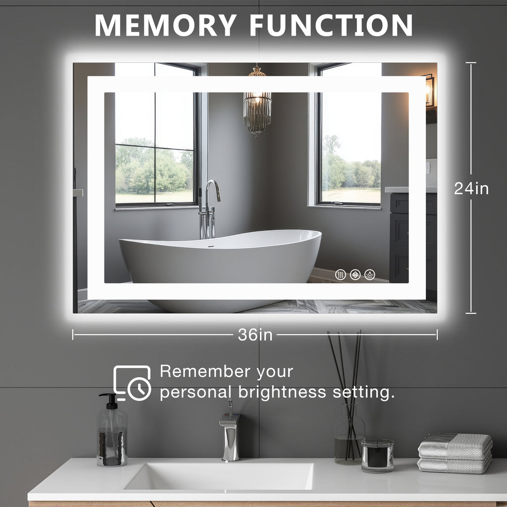 Anti-fog LED Bathroom Mirror With Dual Light Source And Three Lighting Modes
