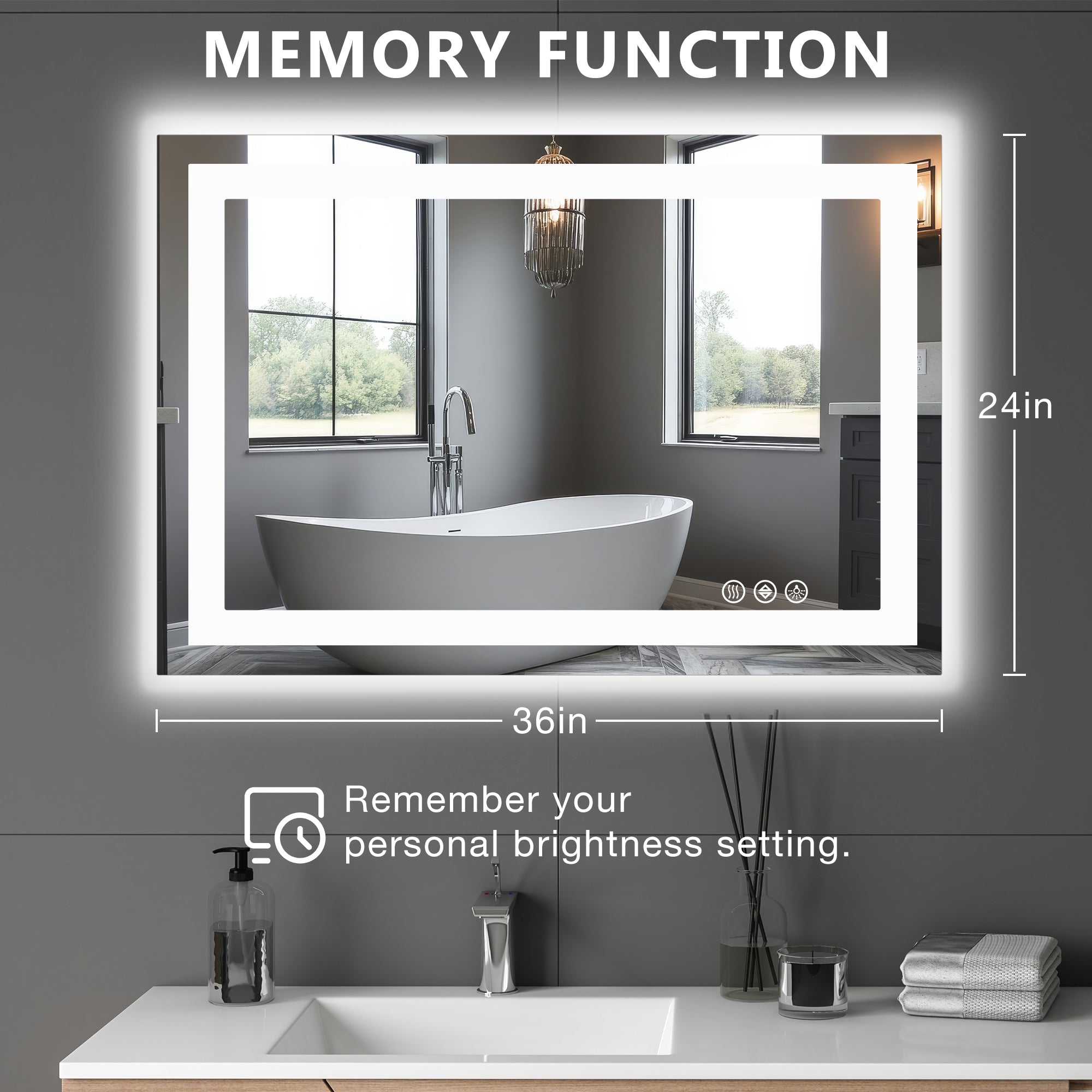Anti-fog LED Bathroom Mirror With Dual Light Source And Three Lighting Modes