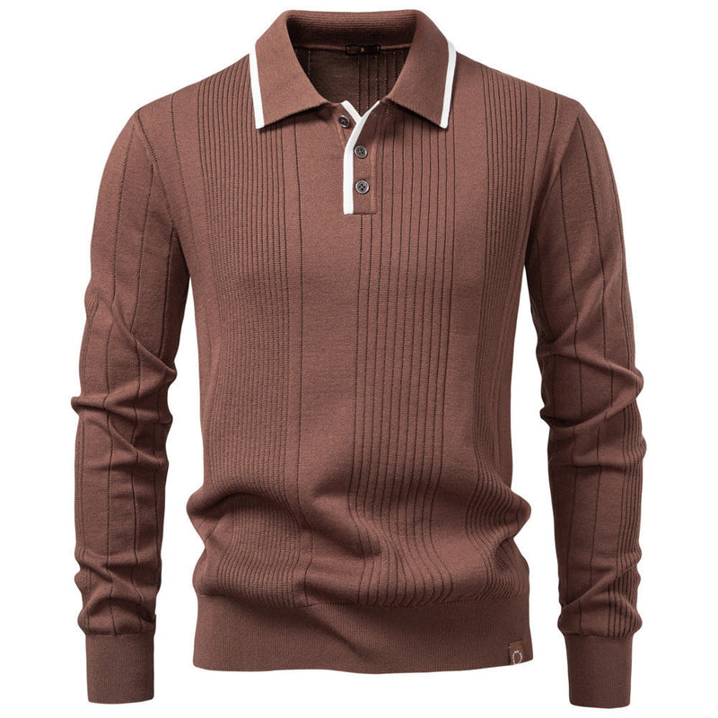 Men's Lapel Zipper Knitted Sweater