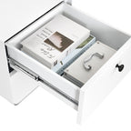 Modern Night Stand Storage Cabinet For Living Room Bedroom, Steel Cabinet With 2 Drawers,Bedside Furniture, Circular Handle