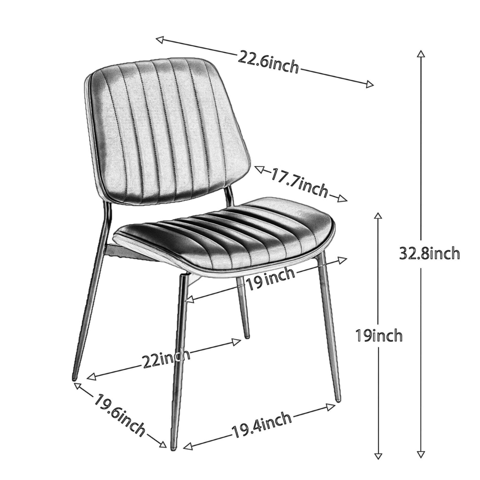 A&A Furniture, Dining Chairs Set Of 2 Mid Century Modern Retro Faux Leather Chair With Walnut Bentwo