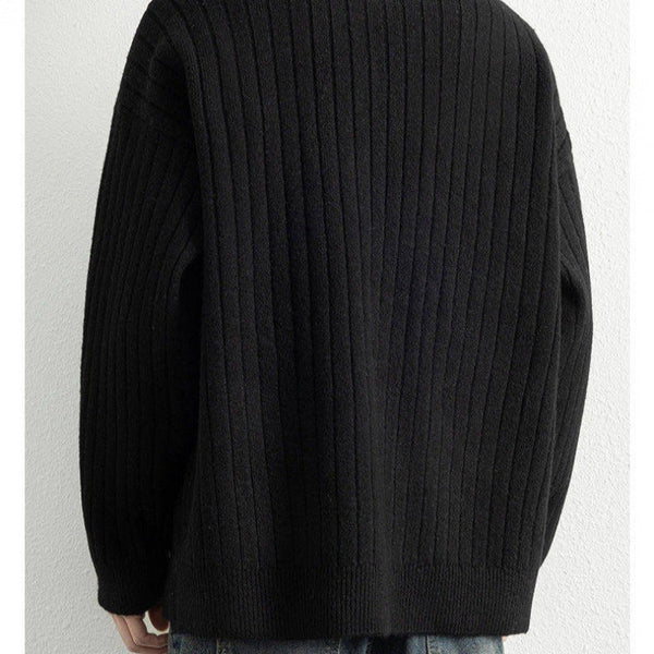 Half Zipper Loose Pullover Texture Knitted Sweater Men