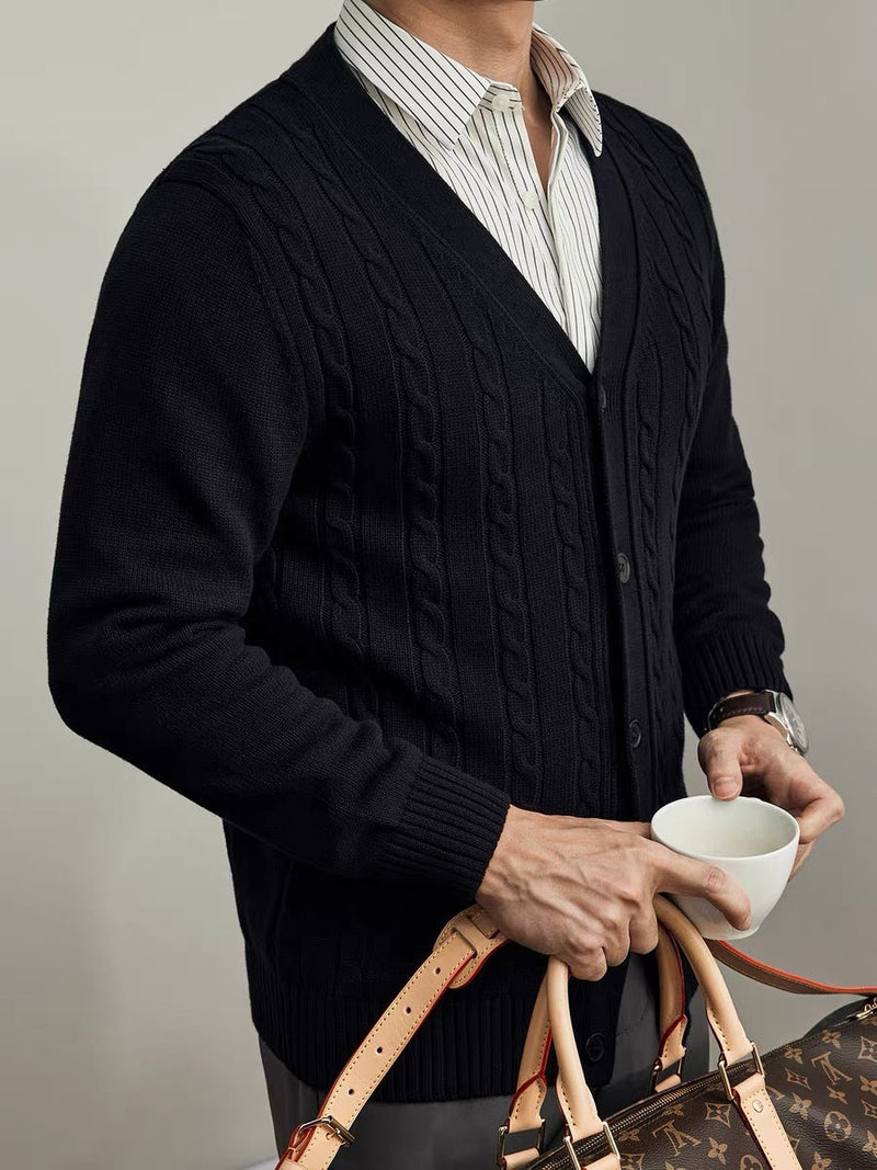 Solid Color Autumn And Winter Knitted Cardigan Long Sleeve Sweater