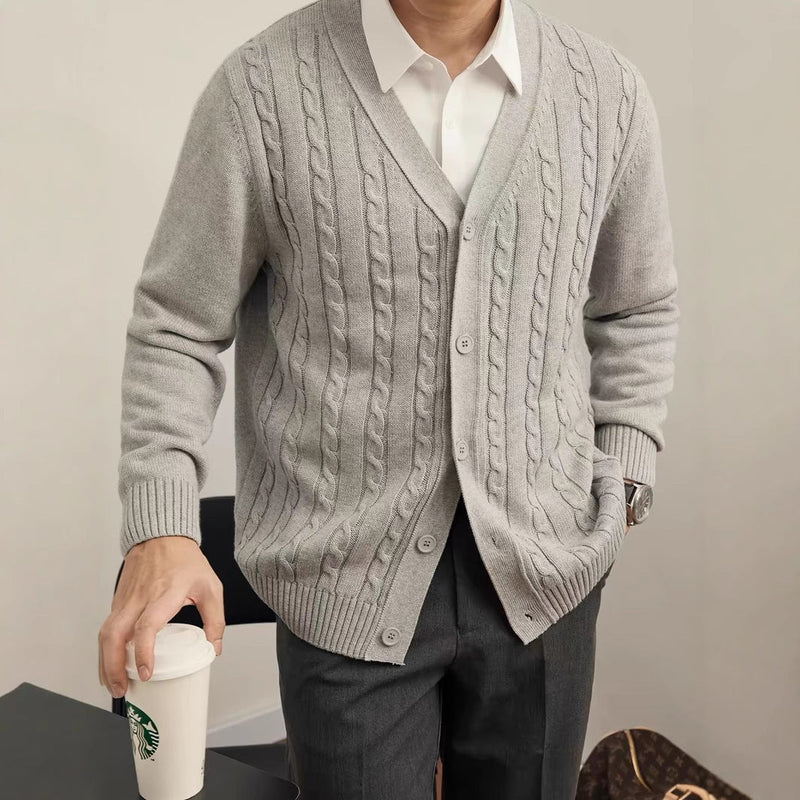 Solid Color Autumn And Winter Knitted Cardigan Long Sleeve Sweater