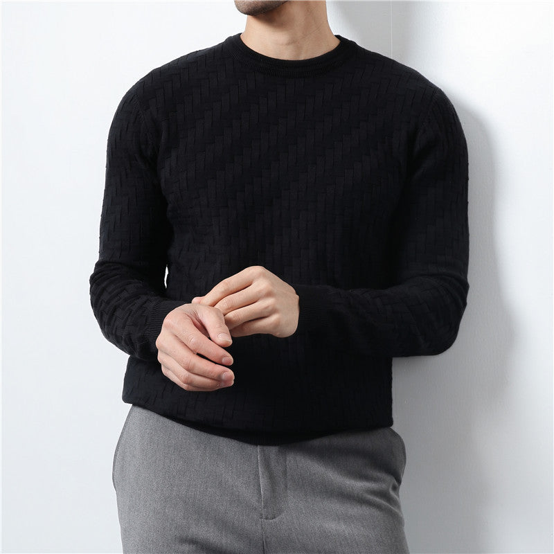 Jacquard Woven Round Neck Sweater