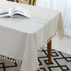 Cotton Linen Rectangular Tablecloth With Tassel Square Table Cloth  Dust-Proof Table Cover For Room Decor Restaurant Kitchen Dinning Room Table Cover