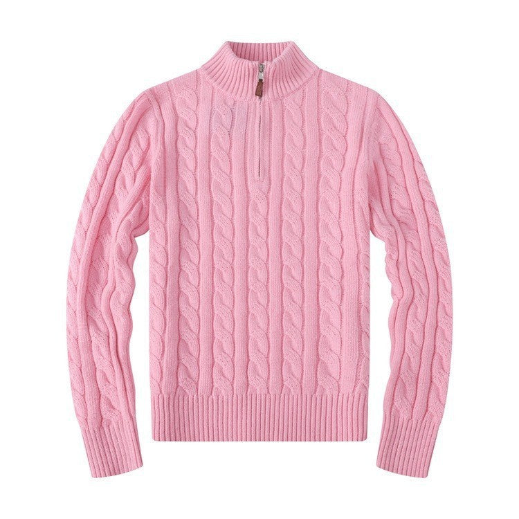 Small Embroidered Half-height Zip Knitwear Business sweater