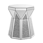 Drum Style Coffee Table With Mirror Crystal Inlay, Polygonal Silver Decorative Table, Modern Design Luxury Modern Furniture, 20 Inch  About 50 Centimeters  Low Coffee Table, Suitable For Living Room